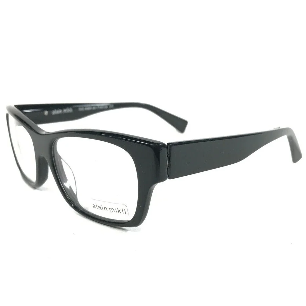 Alain Mikli Eyeglasses Frames AL5002 0106 Shiny Black Square Thick Rim 54-17-135